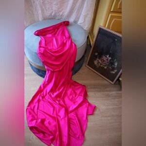 Fashion Nova One Shoulder Fuchsia Dress